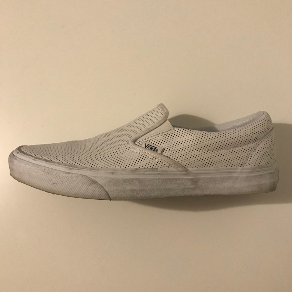 Vans Perforated Leather Classic Slip-On White